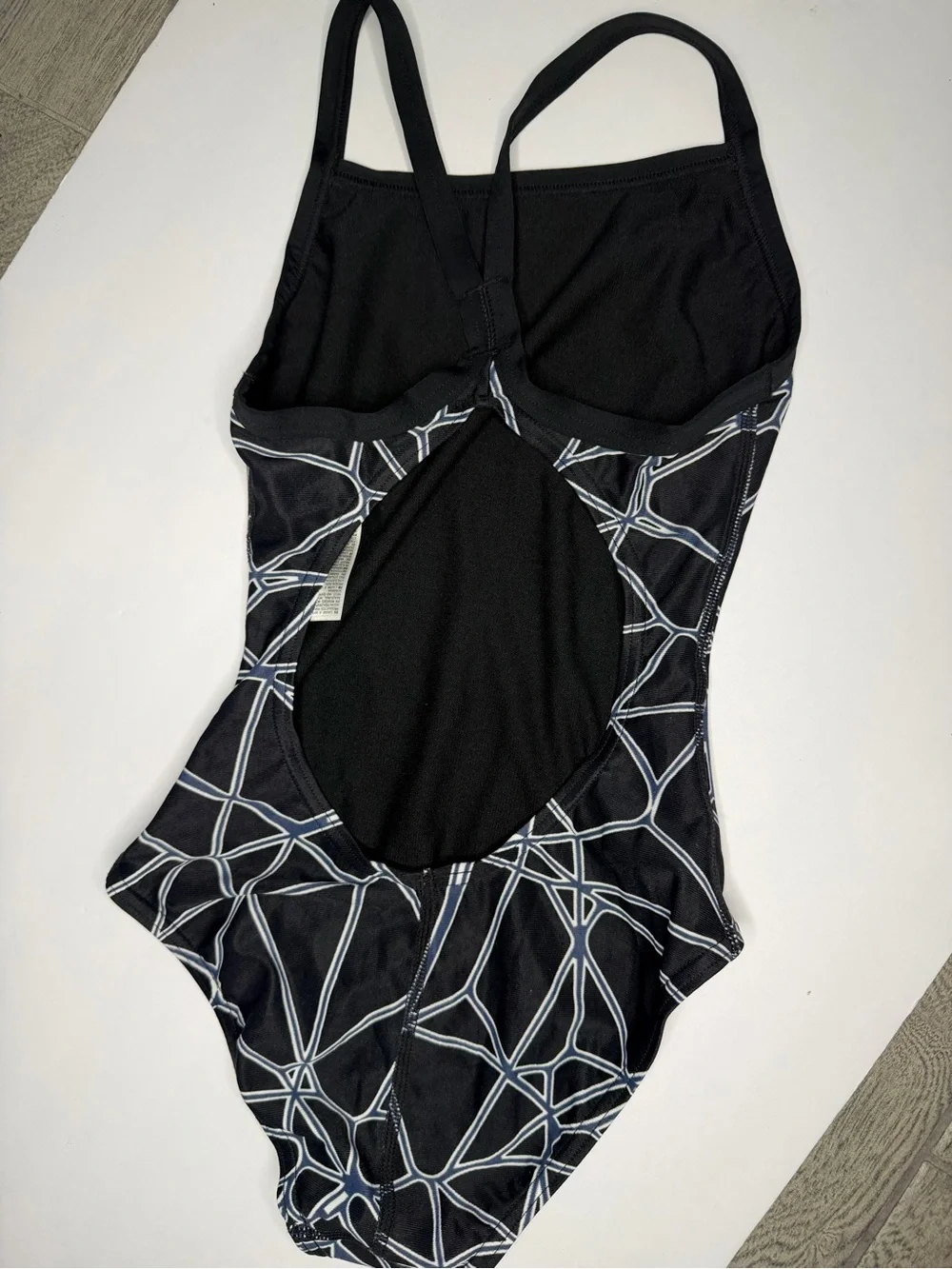 Arena Black One-Piece Swimsuit with White Geometric Print